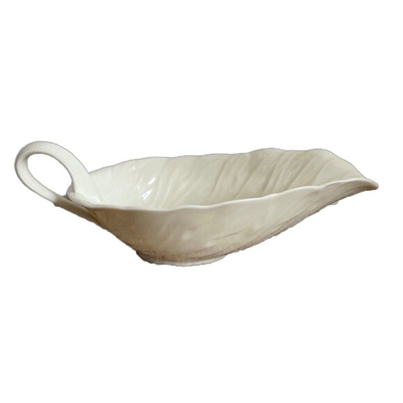Lenox Leaf Gravy Boat Open Sauce Fine Porcelain Serving Dining Ivory Vintage USA - Picture 1 of 4